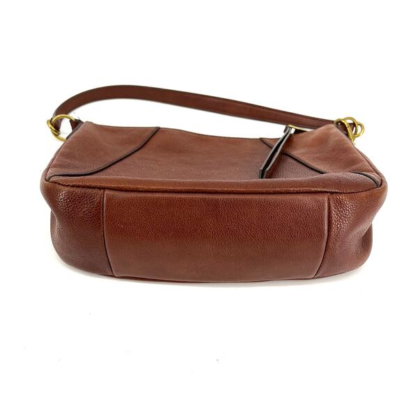 Fossil Slim Brown Leather Short Handle Shoulder Bag Purse - Picture 4 of 8